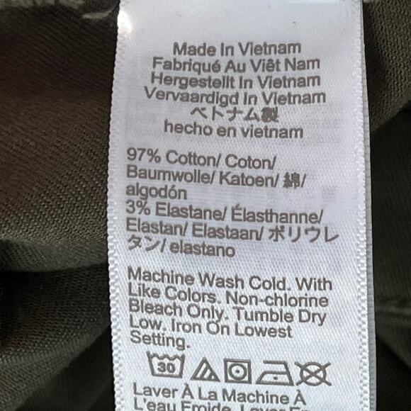 J. Crew Chino Button Front Mini Skirt Size 12 Belted Utility Stretch Army Green - Picture 6 of 7